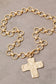 Hammered Flat Cross Pendant Toggle Chain Necklace