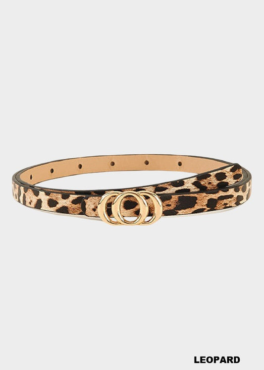 Gold Buckle Belt – Camel & Leopard Adjustable Belt
