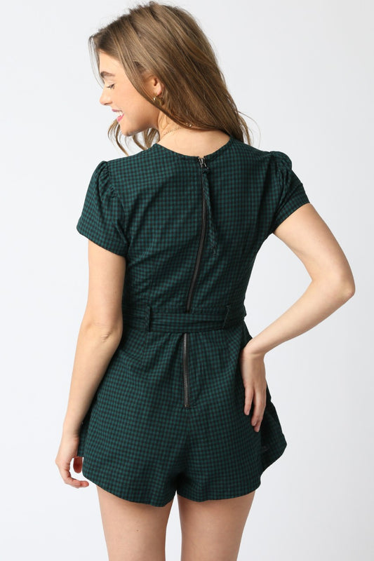 Sadie Romper-Green Gingham