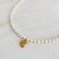 Pearl And Gold Bauble Heart Necklace