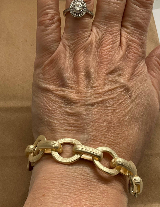 Golden Matte Link Toggle Bracelet