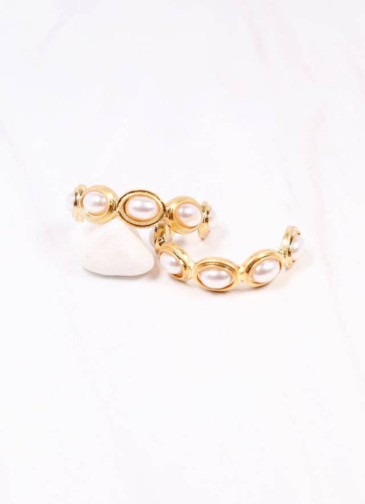 Dalma Pearl Hoop Earring Gold