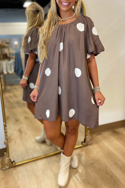 Coffee & Cream Polka Dot Dress