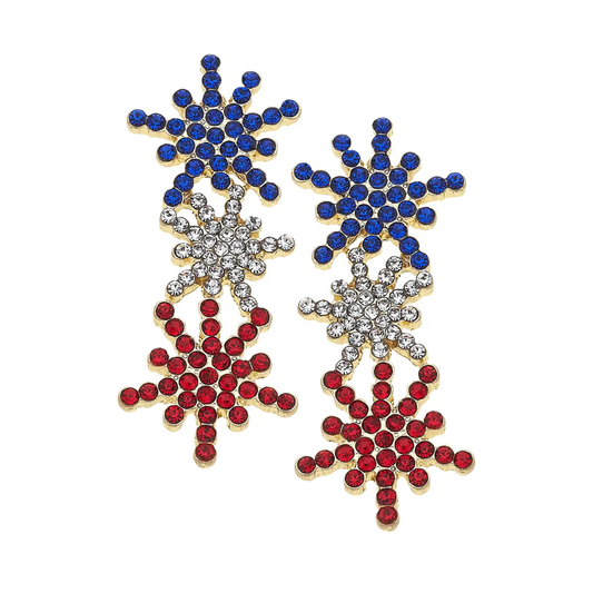 Firework Show Pave Earrings in Red, White, & Blue