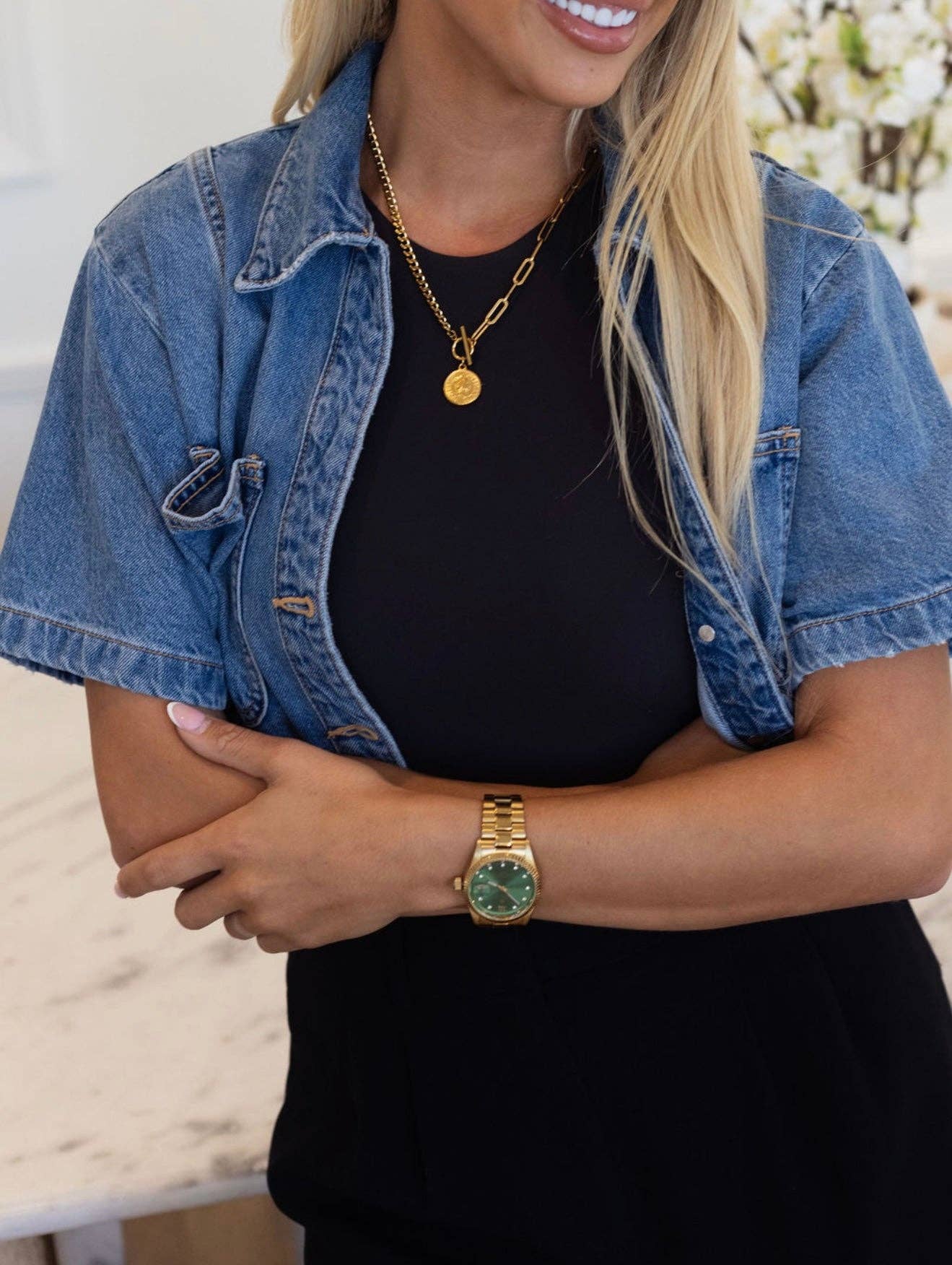 Gold Coin Front Closure Necklace