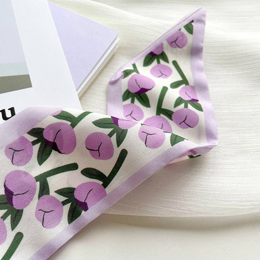 Purple Floral Ribbon Scarf