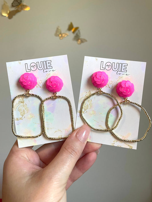 Hot Pink Sequin Hoop Earrings