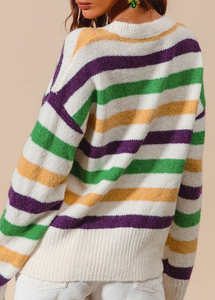 Mardi Gras Stripe Sweater