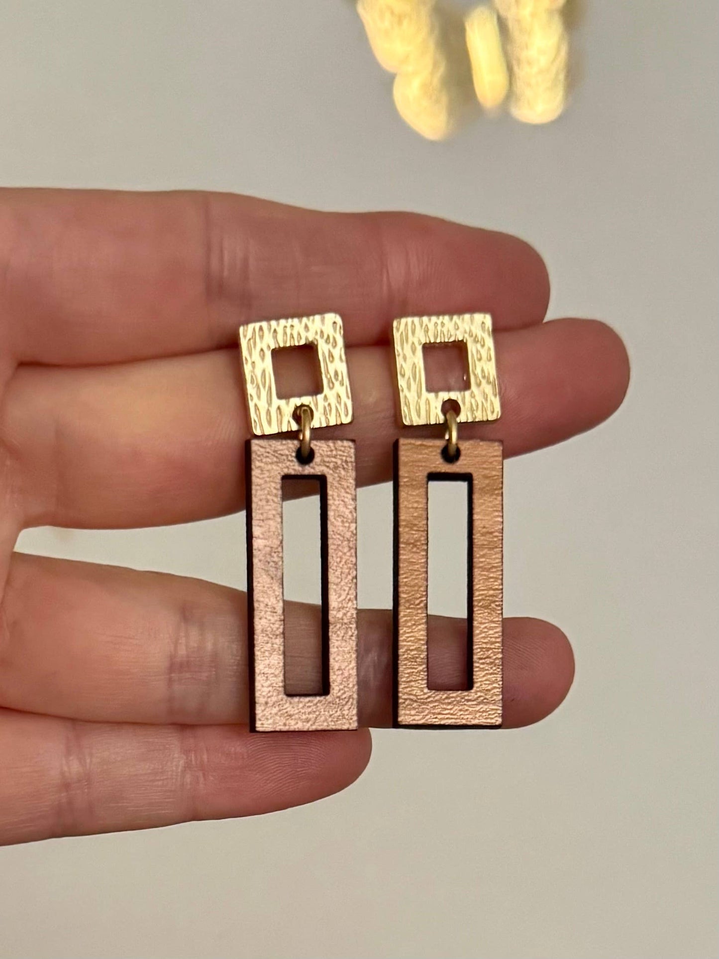 Wood & Gold  Earrings