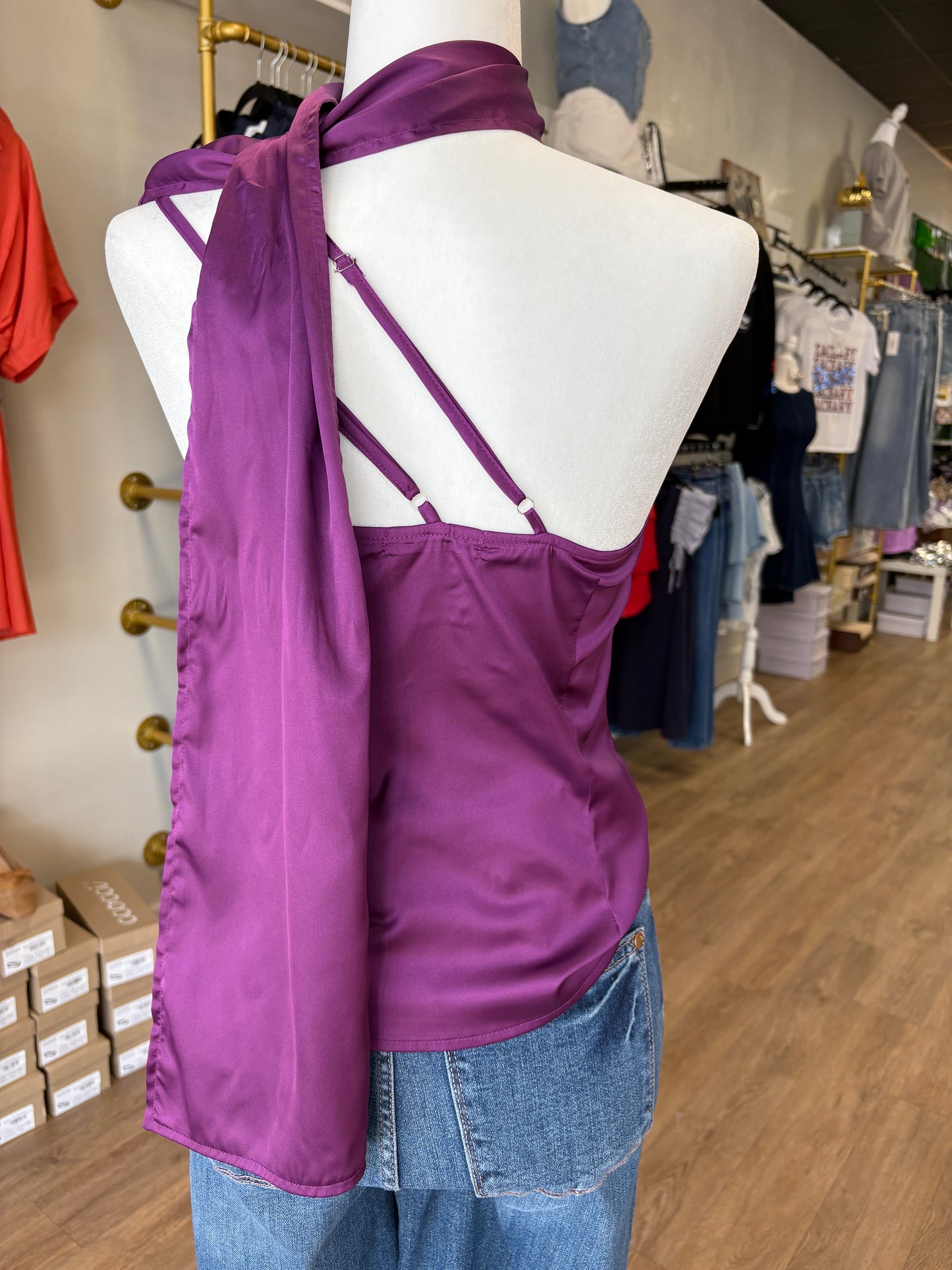 Purple Irises-Scarf Blouse