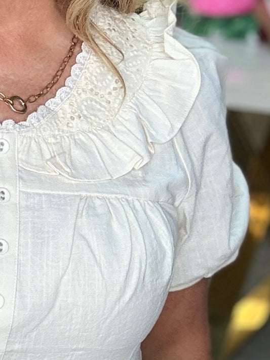 Sweet Grace Lace Collar Babydoll Top