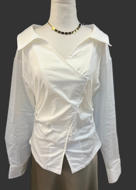 Melania Blouse - White Button Up