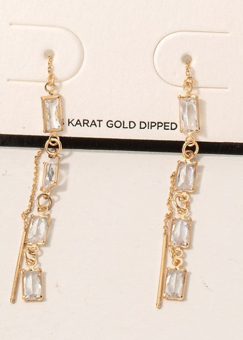 Gold Baguette Threader Earrings