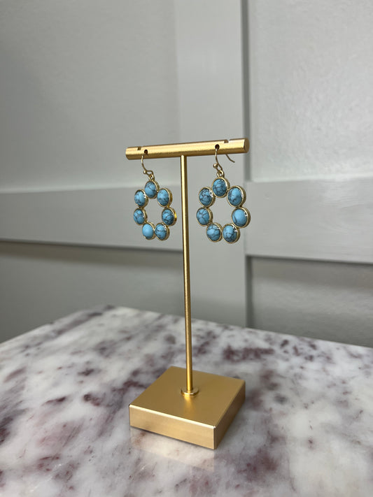 Rowdy Turquoise Earrings in Turquoise & Worn Gold