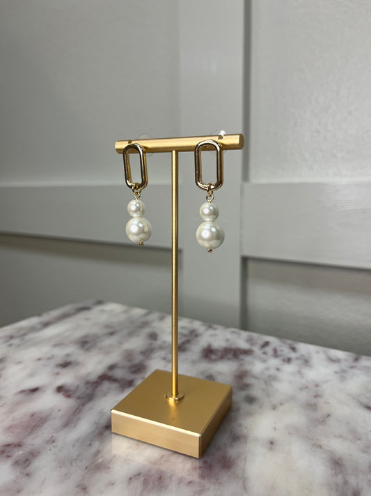 Larissa Double Pearl Drop Earrings in Ivory