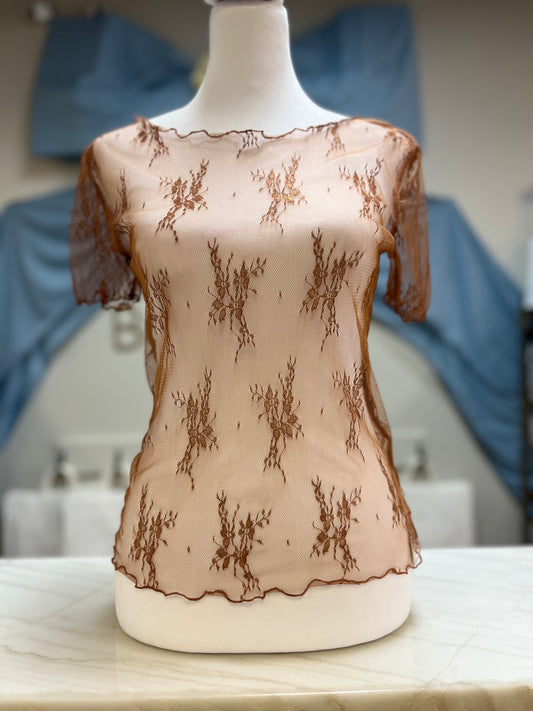 Anneliese Mesh Top - Drk Brown