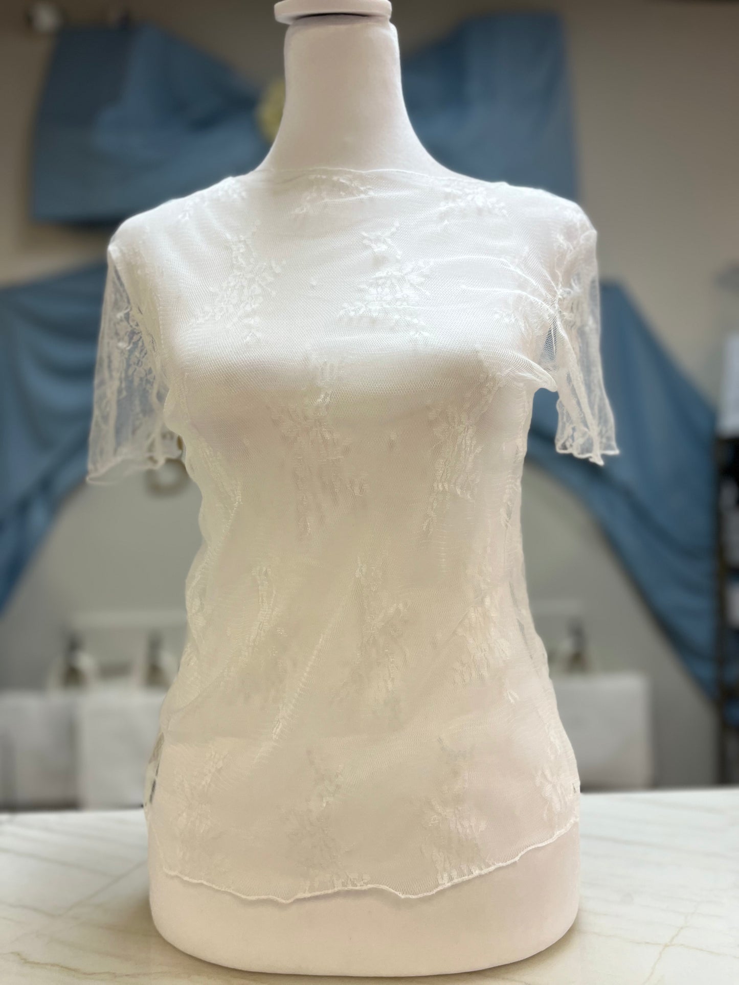 Anneliese Mesh Top - White