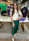 Mardi Gras Bow Puff Sleeve Top