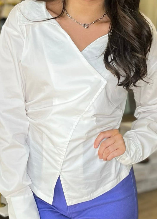 Melania Blouse - White Button Up