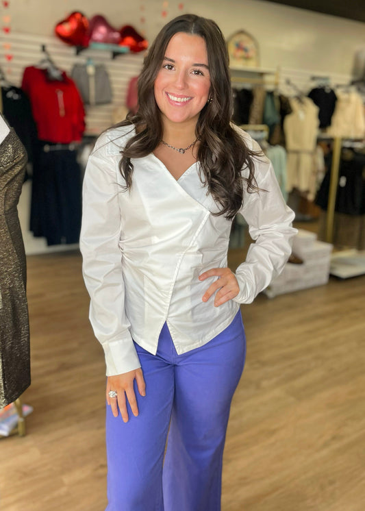 Melania Blouse - White Button Up