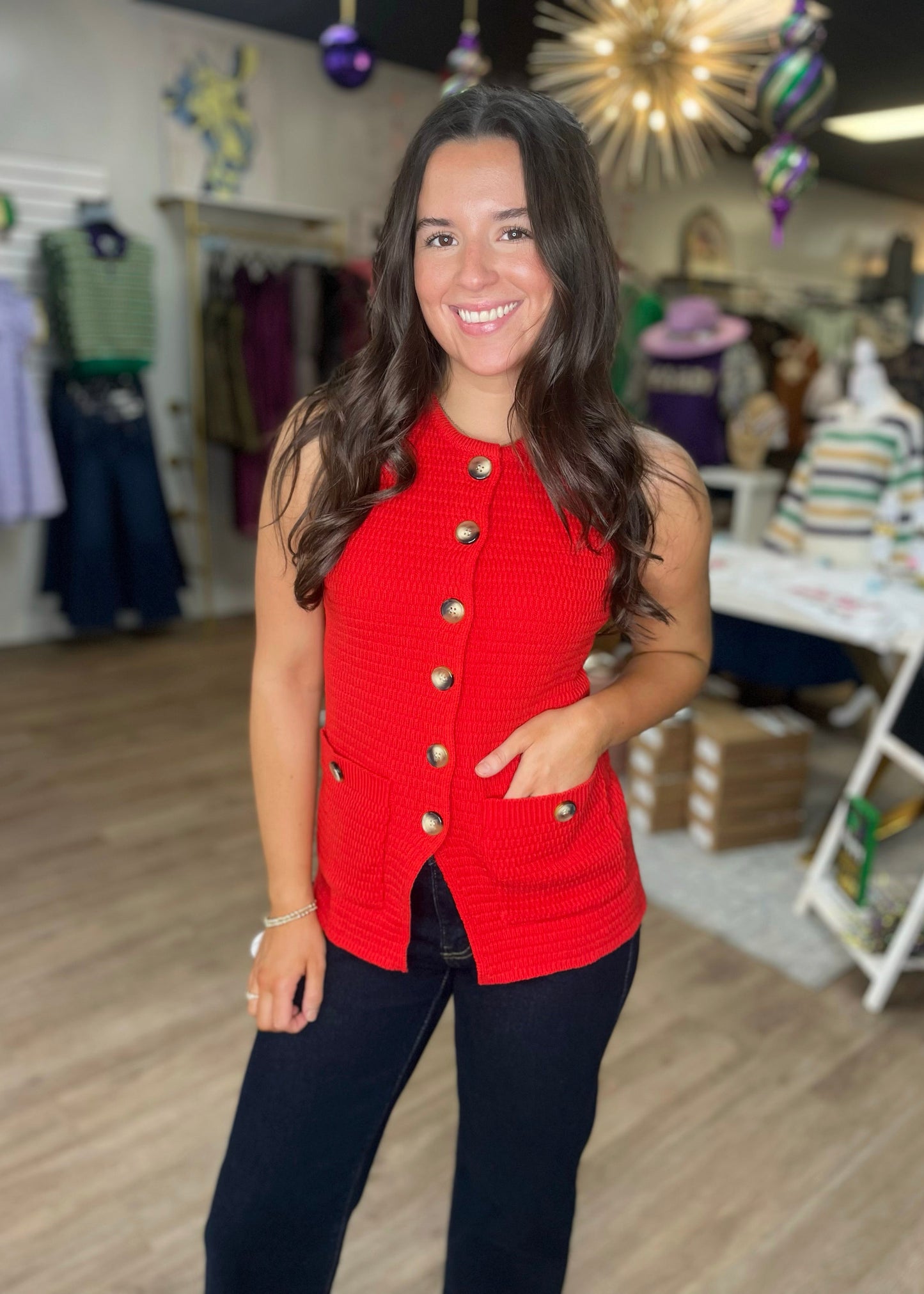 Crimson Chic Cardigan