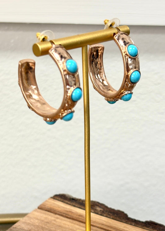 Turquoise Glow Statement Hoop Earrings
