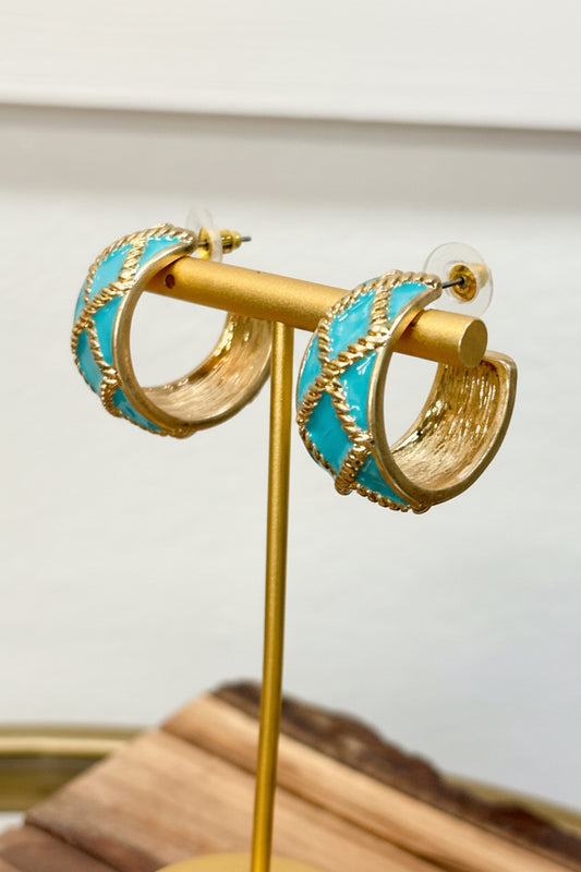 Turquoise Trellis Statement Earrings