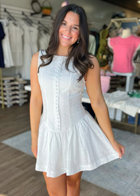 Isla Eyelet Fit & Flare Mini Dress
