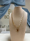 Heart Pendant Pearl Beads And Chain Necklace