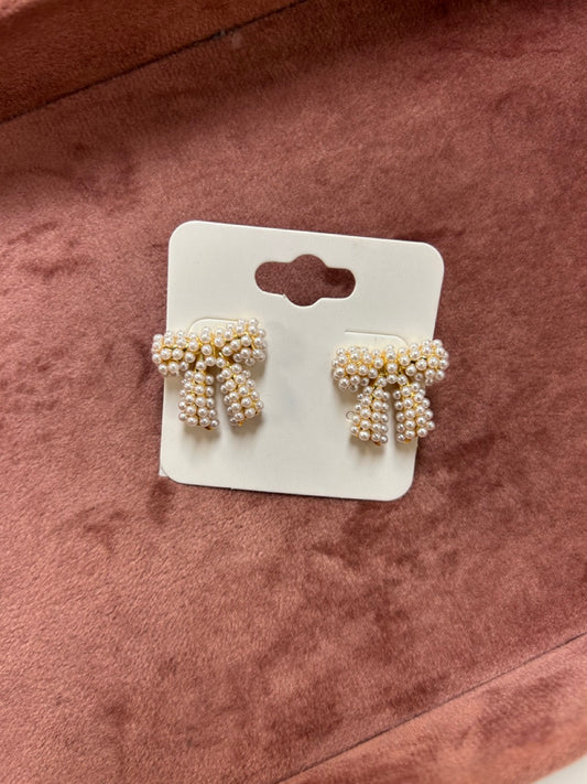 Pearl Ribbon Bow Earrings