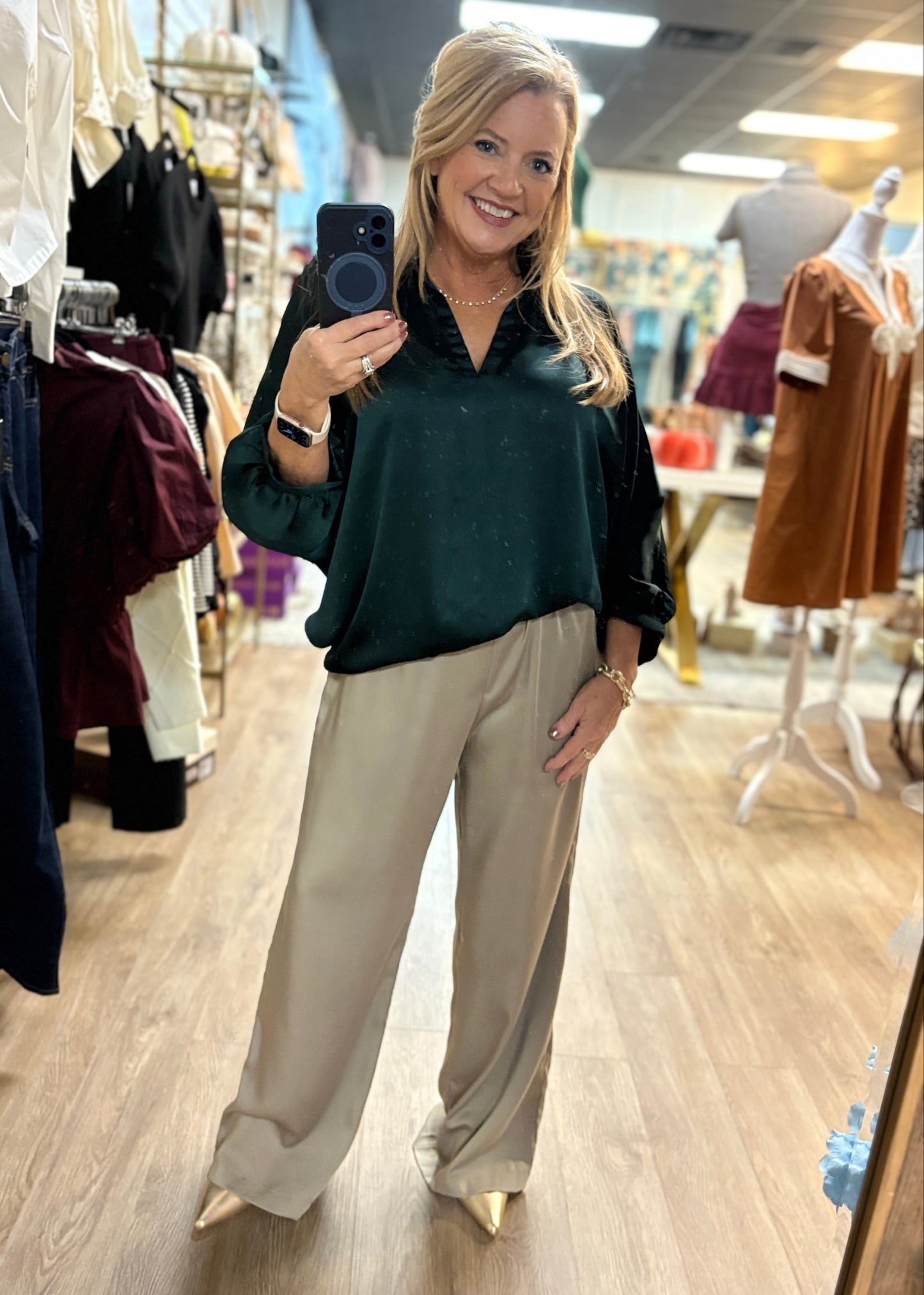 Eloise Satin Pant-Mocha
