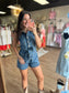 Belted Denim Romper