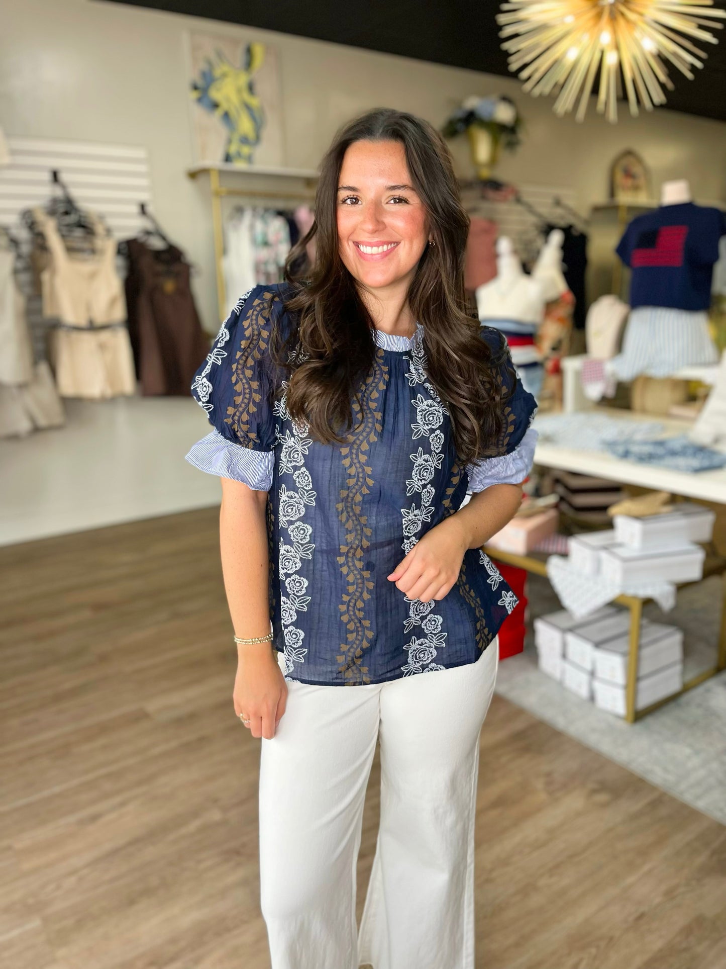 Bluebonnet Breeze Embroidered Blouse
