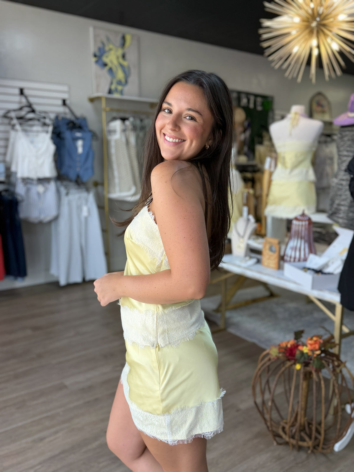Lemon Kiss Lace Trim Skort Set