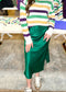 Green Satin Midi Skirt