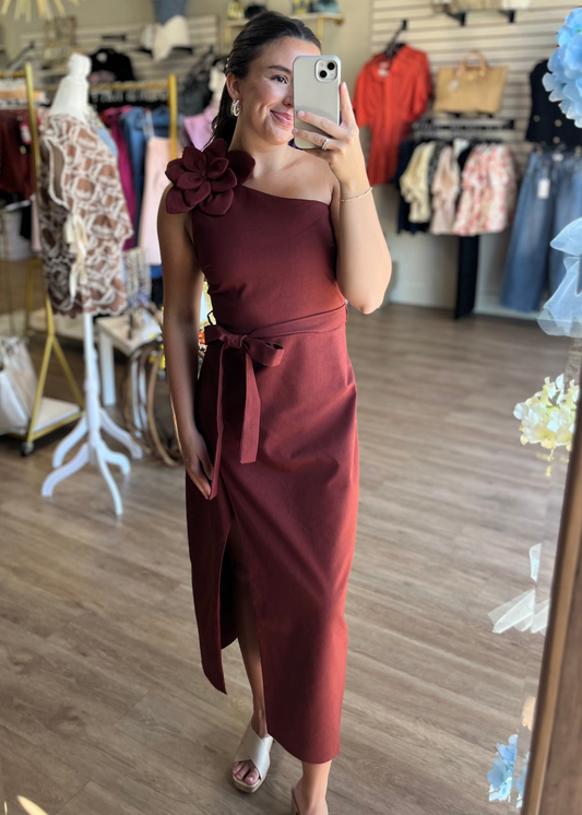 Made You Look - Rust Midi Dress