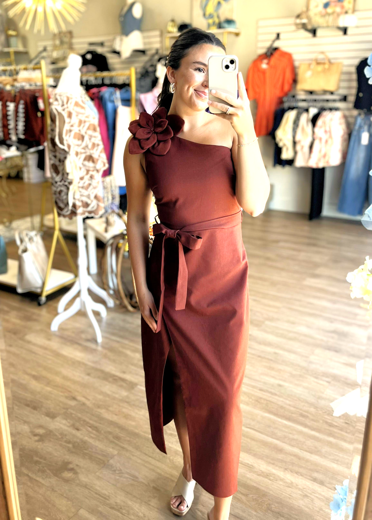 Made You Look - Rust Midi Dress