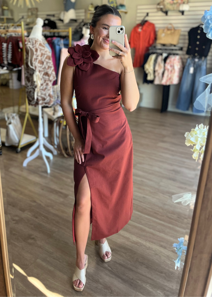 Made You Look - Rust Midi Dress
