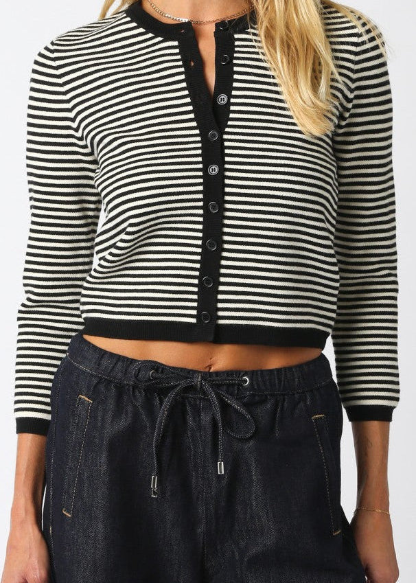 Kenna Cardigan - Black/White Stripe