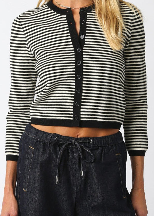 Kenna Cardigan - Black/White Stripe