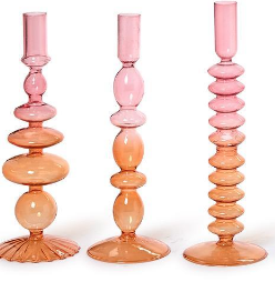 Tie Dye Handblown Glass Candleholders