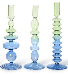 Tie Dye Handblown Glass Candleholders
