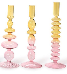 Tie Dye Handblown Glass Candleholders