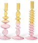 Tie Dye Handblown Glass Candleholders