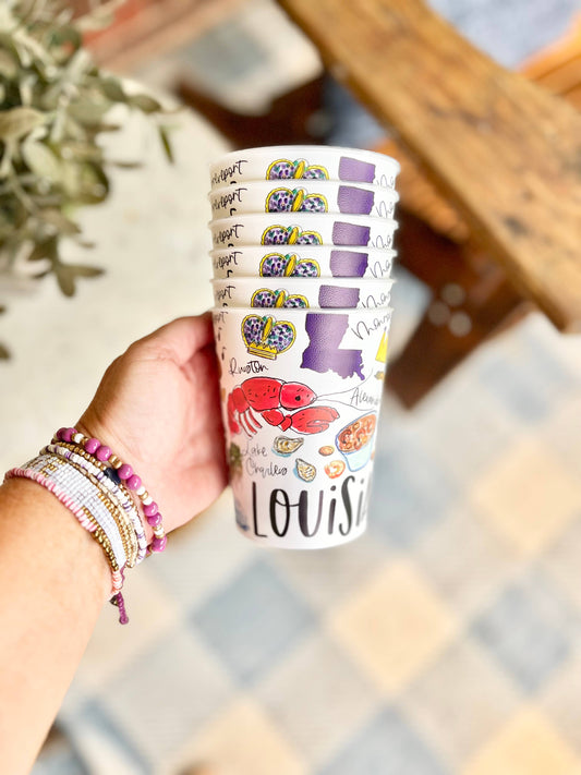 Louisiana State Cups/Sticker - Bundle of 6