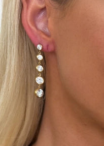Diamond Tiered Drop Earrings - Gold