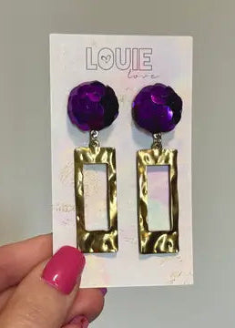 Mardi Gras Purple Gold Sequin Earrings