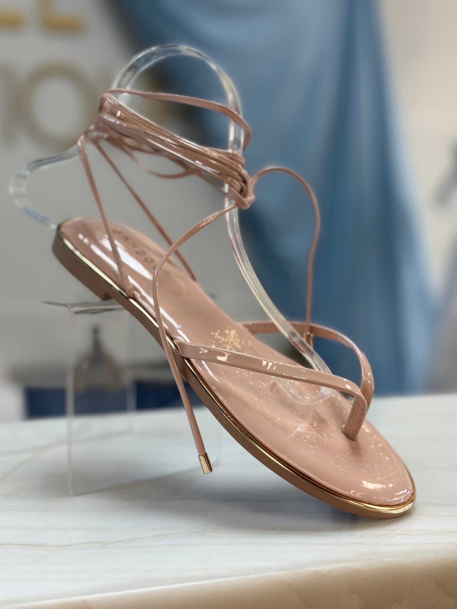 Barely There Nude Lace - Up Sandal - ElleBoutiqueZachary