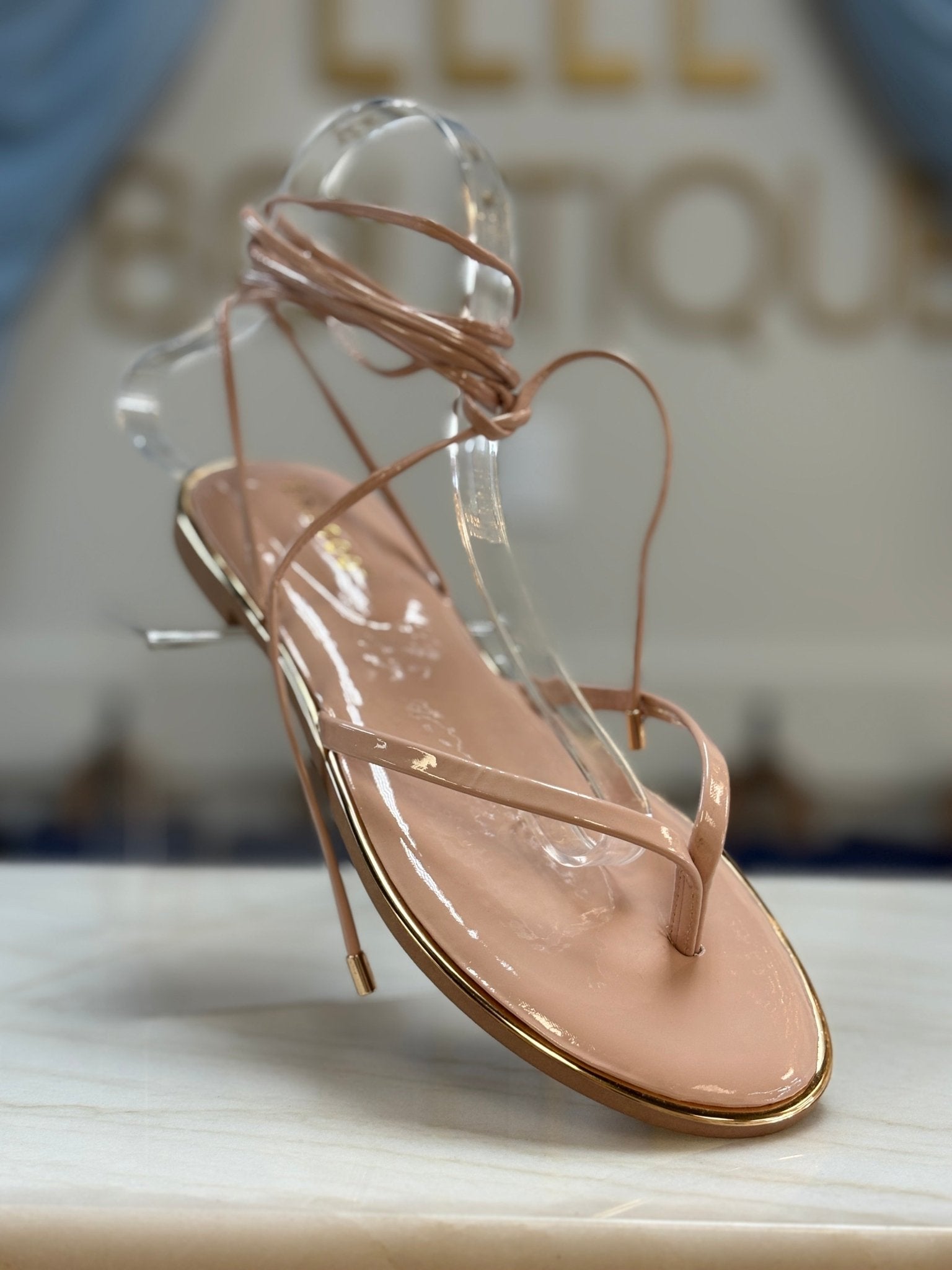 Barely There Nude Lace - Up Sandal - ElleBoutiqueZachary