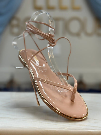 Barely There Nude Lace - Up Sandal - ElleBoutiqueZachary